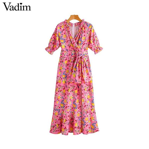 vadim women sweet floral pattern midi dress v neck short sleeve back zipper female casual summer chic dresses vestidos qd231, Black;pink
vadim women sweet floral pattern midi dress v neck short sleeve back zipper female casual summer chic dresses vestidos qd231, Black;pink
