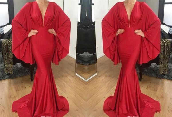 arabic dubai style red evening dresses 2019 plunging v neck long sleeves women occasion party celebrity gowns formal plus size prom dresses, Black;red
arabic dubai style red evening dresses 2019 plunging v neck long sleeves women occasion party celebrity gowns formal plus size prom dresses, Black;red
