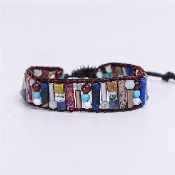 women boho bracelet tube shape natural stone single leather wrap bracelet semi precious stone beaded us warehouse, Golden;silver
women boho bracelet tube shape natural stone single leather wrap bracelet semi precious stone beaded us warehouse, Golden;silver