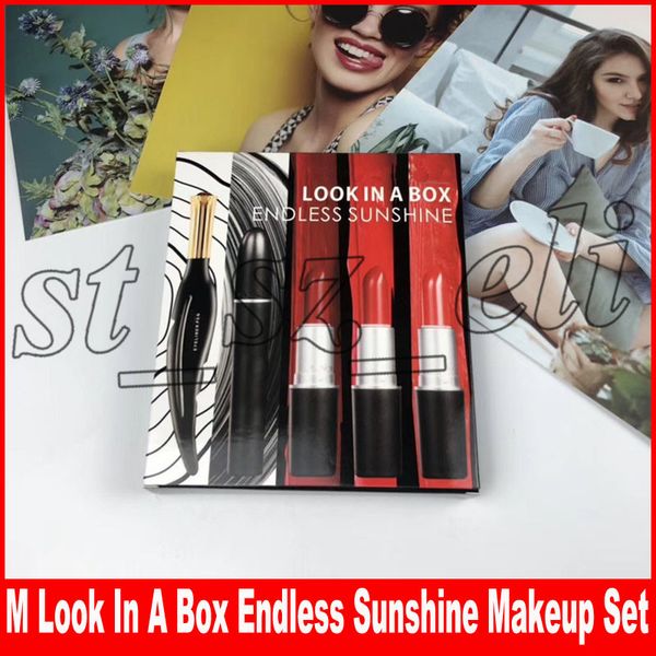 

M Look in A Box Endless Sunshine Makeup Set Eyeliner + Mascara + 3pcs Matte Lipstick 5 in1 Cosmetic Kit