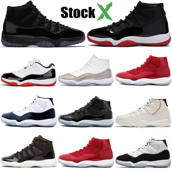 new 11 11s bred metallic silver space jam concord basketball shoes men women cap and gown gym red black white 72-10 designer sneakers, White;red
new 11 11s bred metallic silver space jam concord basketball shoes men women cap and gown gym red black white 72-10 designer sneakers, White;red