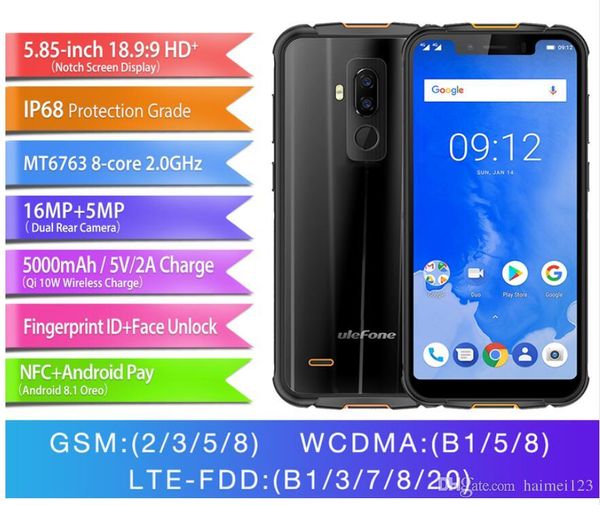 Ulefone Armor 5 IP68 Водонепроницаемый мобильный телефон Android 8.1 5,85 "HD + Octa Core 4 ГБ + 64 ГБ NFC Face
Ulefone Armor 5 IP68 Водонепроницаемый мобильный телефон Android 8.1 5,85 "HD + Octa Core 4 ГБ + 64 ГБ NFC Face