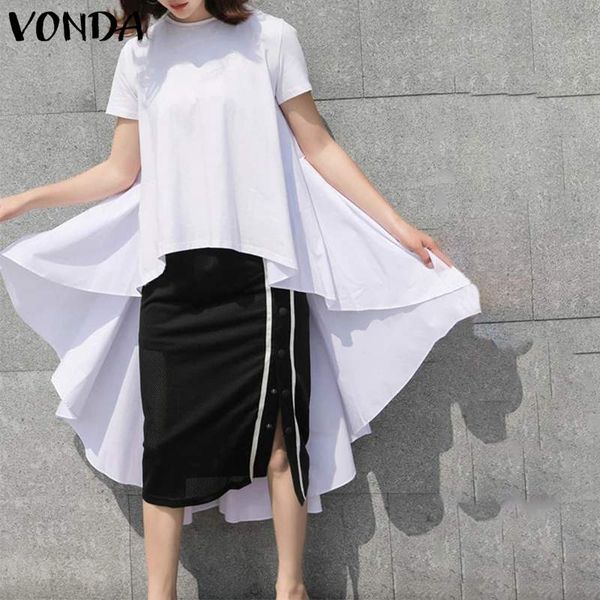 vonda summer blouses 2020 women casual o neck short sleeve asymmetric shirts plus size solid color bohemian femme blusas, White
vonda summer blouses 2020 women casual o neck short sleeve asymmetric shirts plus size solid color bohemian femme blusas, White