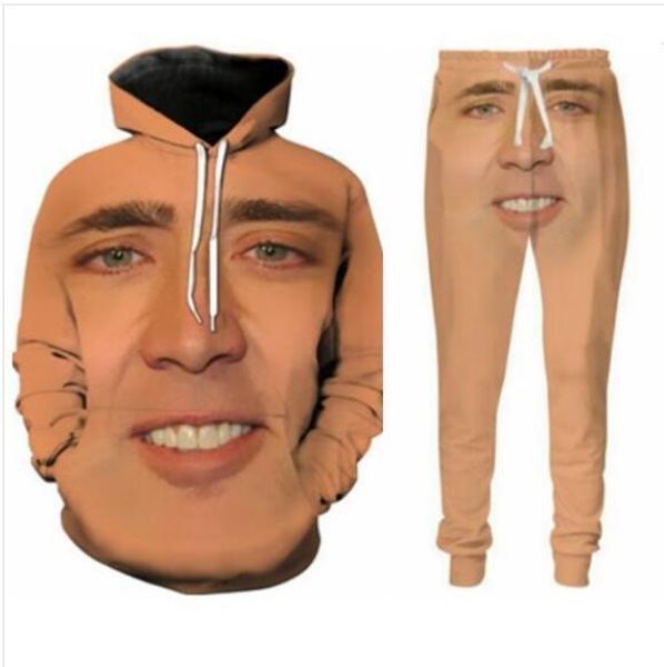 two piece set men women casual tracksuits 3d printing the giant blown up face of nicolas cage fashion hoodies hooded+pants sweatshirt, Gray
two piece set men women casual tracksuits 3d printing the giant blown up face of nicolas cage fashion hoodies hooded+pants sweatshirt, Gray