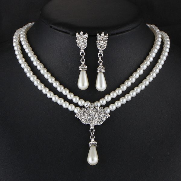 elegant simulated pearl bridal jewelry sets wedding jewelry crystal zircon choker necklaces earrings sets gift for women, Silver
elegant simulated pearl bridal jewelry sets wedding jewelry crystal zircon choker necklaces earrings sets gift for women, Silver