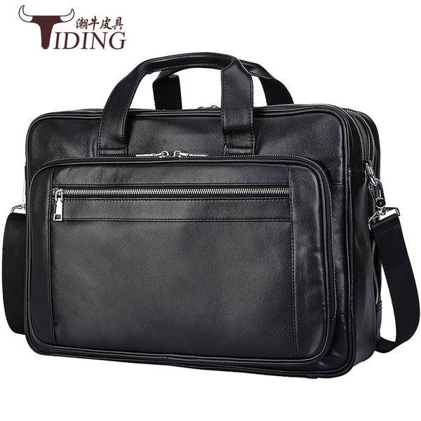 

men's briefcases tote hand bags genuine leather 17" laptravel big business briefcase bags shoulder crossbody bag handbags