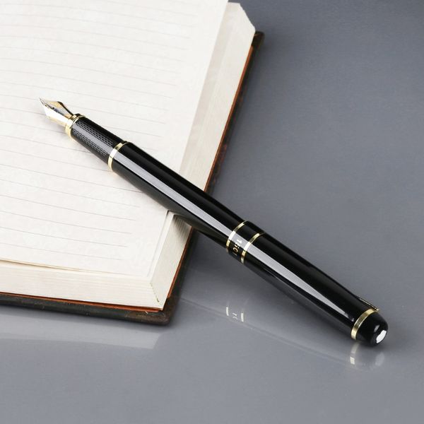 Luxury Stationery 18k Fountain Pen Black Resin Silver Clip Pen Office Supplies Gift Luxury Pen