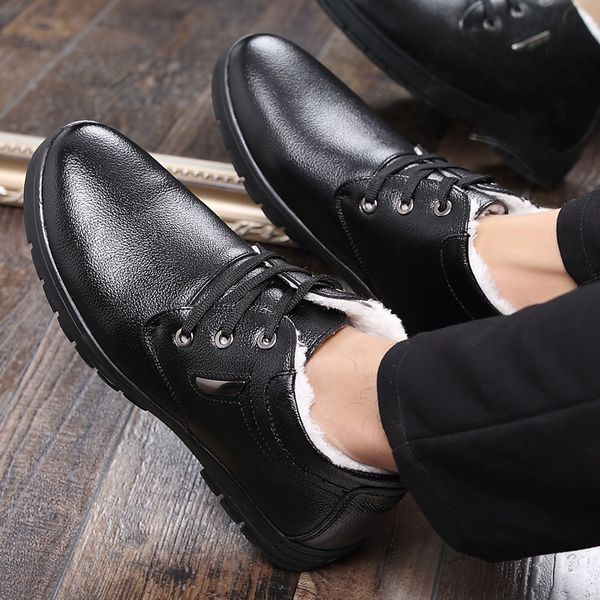 2019 winter men boots genuine leather snow boots men winter business dress shoes warm mens ankle with fur, Black
2019 winter men boots genuine leather snow boots men winter business dress shoes warm mens ankle with fur, Black
