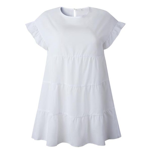 spring summer white loose round neck button pleated ruffled short-sleeved casual women streetwear short sleeve
spring summer white loose round neck button pleated ruffled short-sleeved casual women streetwear short sleeve