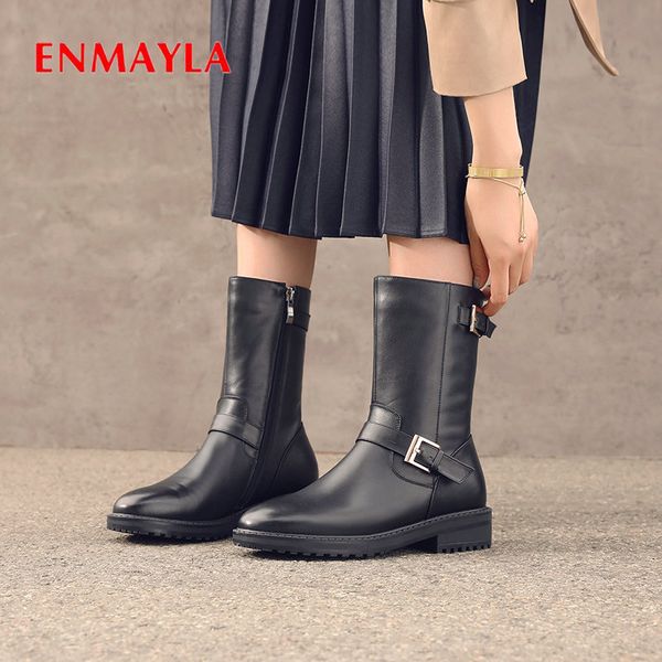 enmayla 2019 luxury shoes women designers genuine leather ankle boots for women slip-on round toe square heel boots 34-42, Black
enmayla 2019 luxury shoes women designers genuine leather ankle boots for women slip-on round toe square heel boots 34-42, Black
