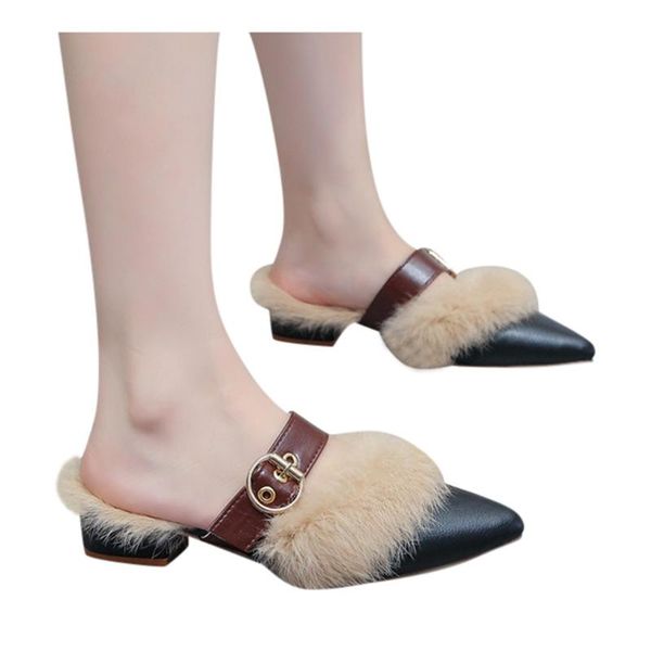 slippers women shoes 2019 fashion streetwear casual warm pointed toe square heel outdoor slippers shoes women zapatos de mujer, Black
slippers women shoes 2019 fashion streetwear casual warm pointed toe square heel outdoor slippers shoes women zapatos de mujer, Black
