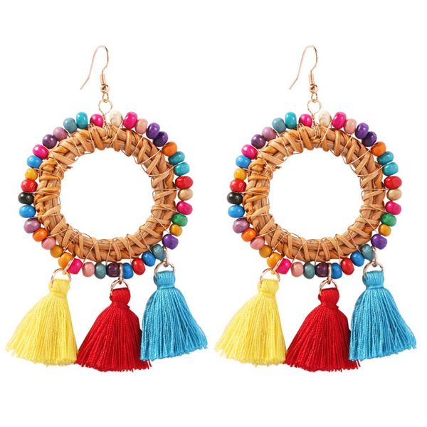 bohemian fashion geometric circle rice bead earrings european and american rattan tassel earrings sale, Golden
bohemian fashion geometric circle rice bead earrings european and american rattan tassel earrings sale, Golden