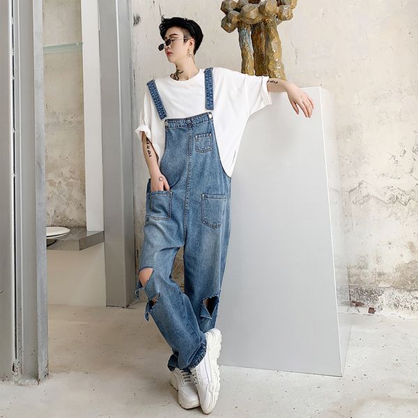 early autumn new design loose wash ripped jeans popular logo men's individual denim trousers, Blue
early autumn new design loose wash ripped jeans popular logo men's individual denim trousers, Blue