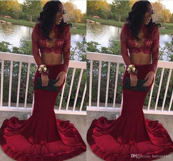sexy two pieces дешевые пром платья высокая шея длинные рукава русалка burgundy lace аппликации кристаллические шарики формальное пром вечер, Black
sexy two pieces дешевые пром платья высокая шея длинные рукава русалка burgundy lace аппликации кристаллические шарики формальное пром вечер, Black