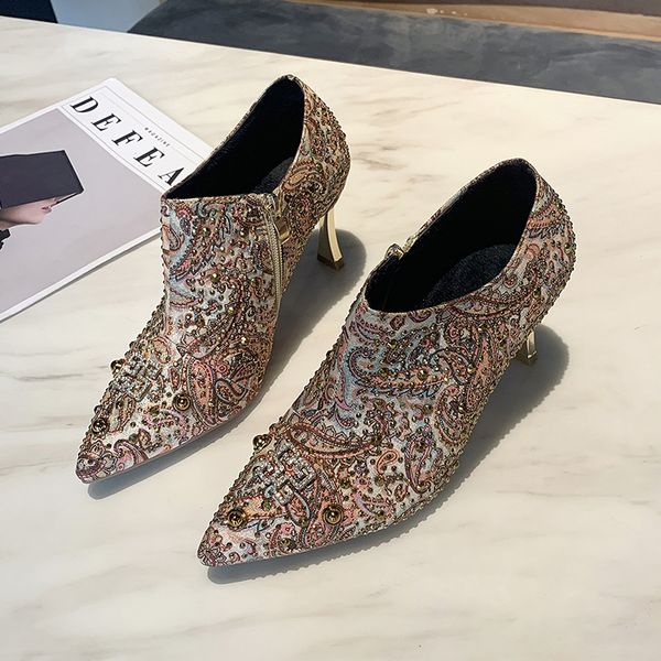 high heels women boots new design rivet shoe ankle boots for women zip autumn shoes thin heel botas mujer pointed toe pumps, Black
high heels women boots new design rivet shoe ankle boots for women zip autumn shoes thin heel botas mujer pointed toe pumps, Black