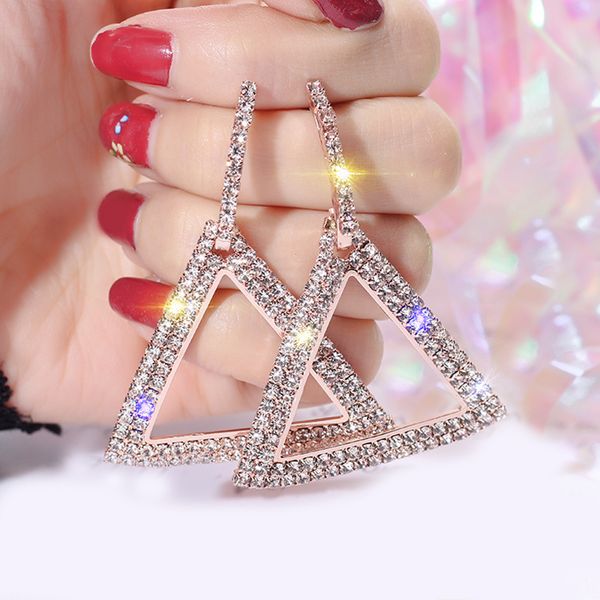 exquisite women earrings simple crystal triangle openwork geometric pendant multicolor stud earring set fashion charm engagement party, Golden;silver
exquisite women earrings simple crystal triangle openwork geometric pendant multicolor stud earring set fashion charm engagement party, Golden;silver