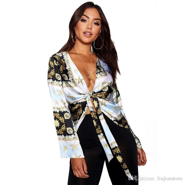 spring women digital printed blouse female deep v neck shirts fashion designer women ribbon blouse, White
spring women digital printed blouse female deep v neck shirts fashion designer women ribbon blouse, White
