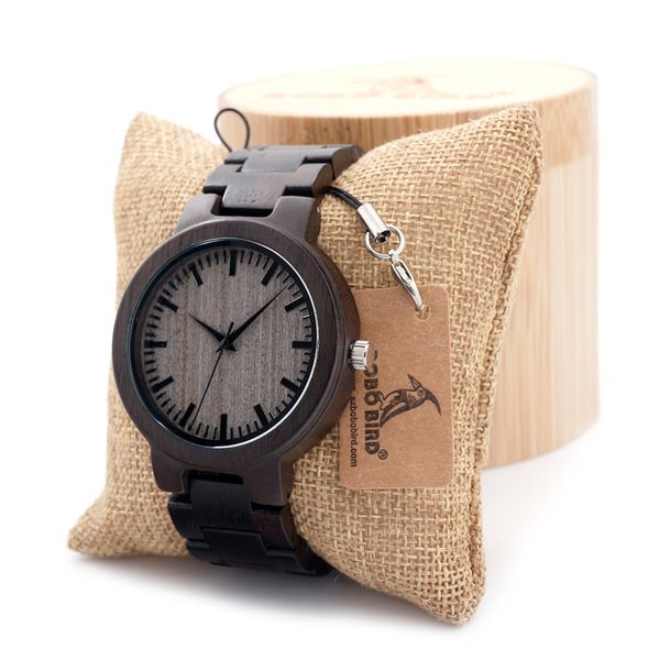 bobobird c30 ebony wood watches for mens watches quartz with gift box, Slivery;brown