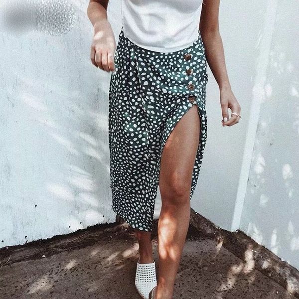 fashion 2019 summer women vintage green dot print midi skirt sweet chic buttons high waist split a line skirt, Black
fashion 2019 summer women vintage green dot print midi skirt sweet chic buttons high waist split a line skirt, Black