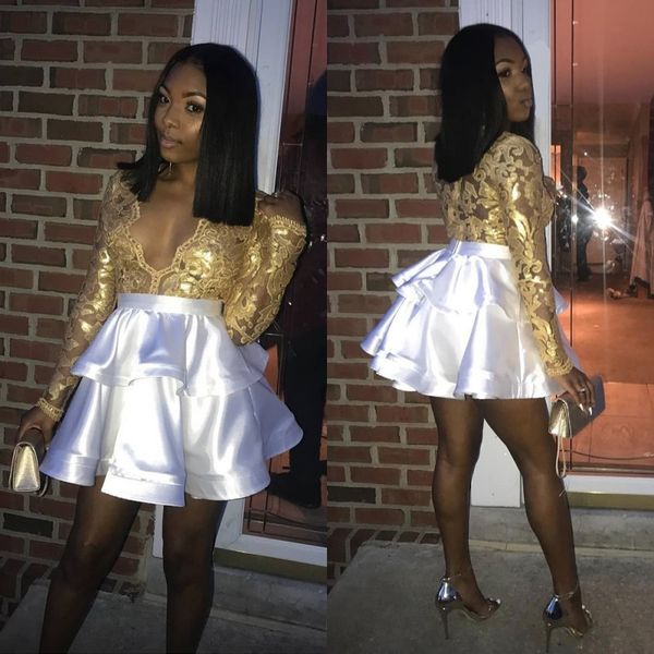 deep v neck illusion homecoming dresses long sleeve gold white a line satin cocktail dresses zipper back lace short mini prom gowns, Blue;pink
deep v neck illusion homecoming dresses long sleeve gold white a line satin cocktail dresses zipper back lace short mini prom gowns, Blue;pink