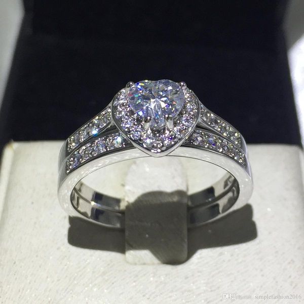 vecalon heart jewelry wedding band ring set for women 1ct 5a zircon cz 10kt white gold filled female engagement ring, Slivery;golden
vecalon heart jewelry wedding band ring set for women 1ct 5a zircon cz 10kt white gold filled female engagement ring, Slivery;golden