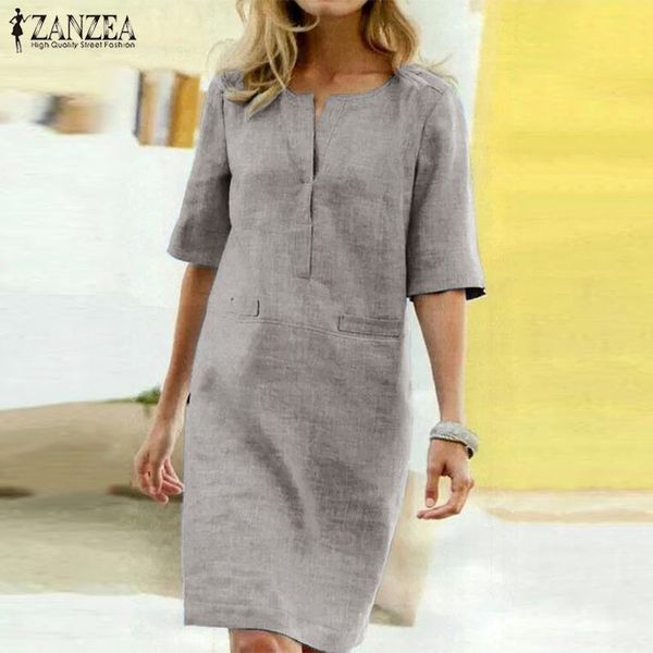 zanzea 2020 summer sundress women long shirt dress cotton linen tunic vestidos beach party short robe femme elegant dresses, White;black
zanzea 2020 summer sundress women long shirt dress cotton linen tunic vestidos beach party short robe femme elegant dresses, White;black