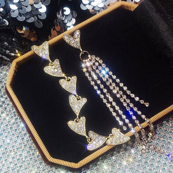 qcooljly 2019 elegant fashion gold color heart jewelry drop earrings for women bling crystal long tassel party dangle earrings, Silver
qcooljly 2019 elegant fashion gold color heart jewelry drop earrings for women bling crystal long tassel party dangle earrings, Silver