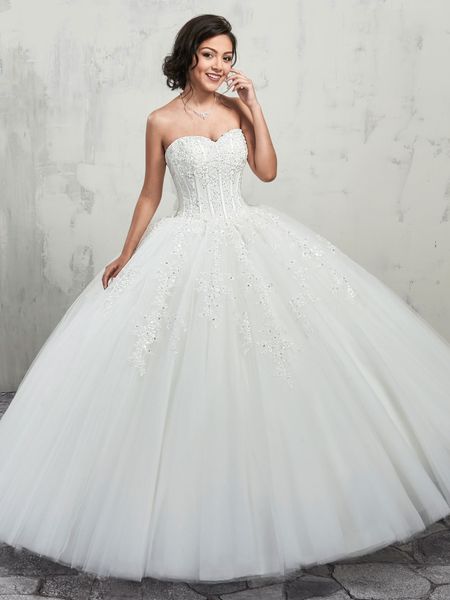 grace white sweetheart applique beads ball gown wedding dresses bridal pageant dresses wedding attire dresses custom size 2-16 kf1127176