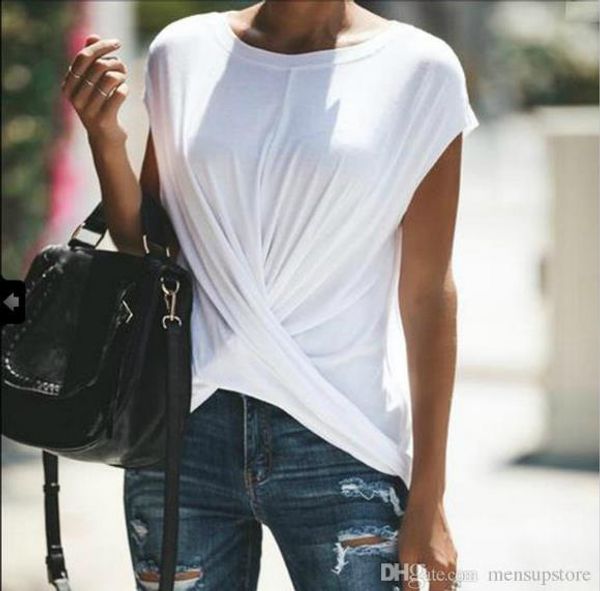 womens designer cross draped tees fashion loose solid color t-shirts casual short sleeve crew neck tees womens clothing, White
womens designer cross draped tees fashion loose solid color t-shirts casual short sleeve crew neck tees womens clothing, White