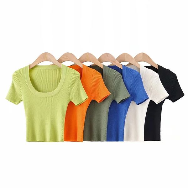u neck slim woman knitted solid color short sleeve t-shirts 2020 fashion summer short basic tees, White
u neck slim woman knitted solid color short sleeve t-shirts 2020 fashion summer short basic tees, White