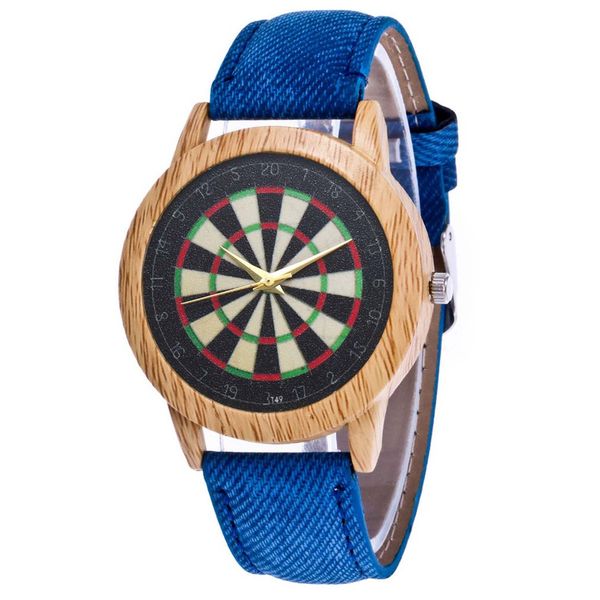 

dart board retro pattern luxury fashion denim strap wristband women quartz watch girl valentine chrismas boys gifts 2018, Slivery;brown