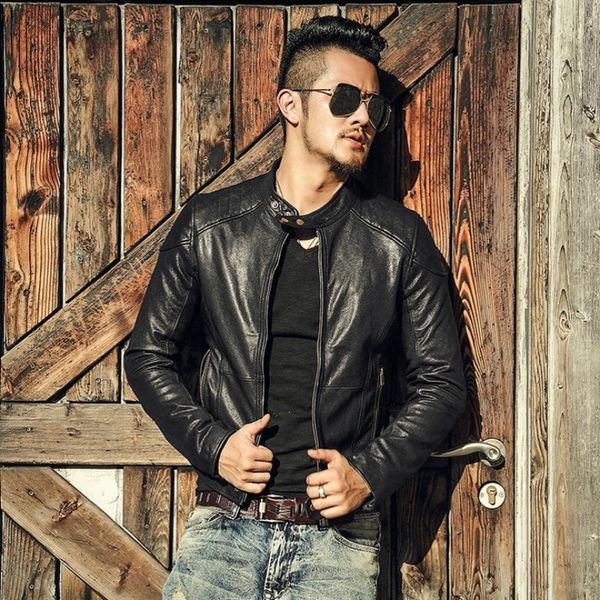 luxury mens short sheepskin jacket fashion solid genuine leather biker jacket male casual pocket zipper outerwear, Black
luxury mens short sheepskin jacket fashion solid genuine leather biker jacket male casual pocket zipper outerwear, Black
