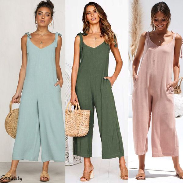 2019 women casual summer v-neck sleeveless jumpsuits ladies solid loose jumpsuit backless playsuits, Black;white
2019 women casual summer v-neck sleeveless jumpsuits ladies solid loose jumpsuit backless playsuits, Black;white