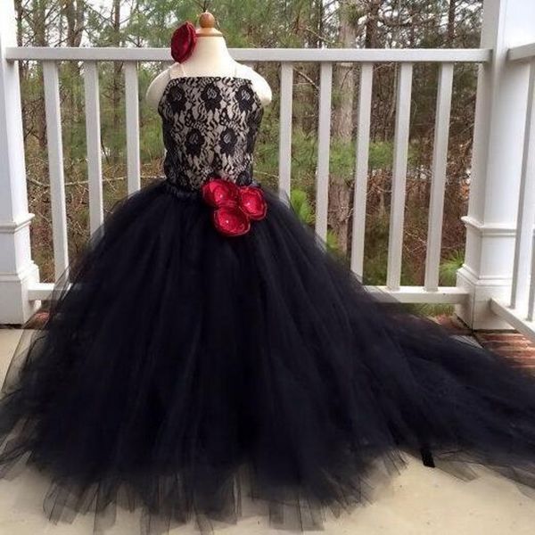 black elegant girls pageant dresses lace tulle red 3d flower sweep train 2019 fashion wedding flower girls dresses lace up birthday gowns, White;red
black elegant girls pageant dresses lace tulle red 3d flower sweep train 2019 fashion wedding flower girls dresses lace up birthday gowns, White;red