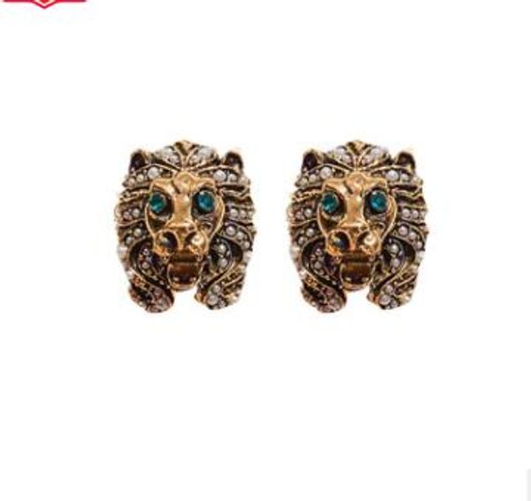 925 silver needle europe and the united states to restore ancient ways baroque lion head studs female personality metallic pearl earrings, White
925 silver needle europe and the united states to restore ancient ways baroque lion head studs female personality metallic pearl earrings, White