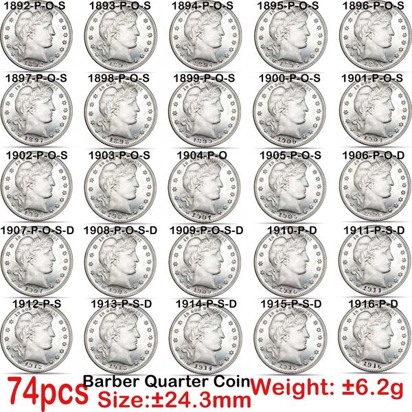 74pcs usa coins 1892-1916 barber quarter copy coin 24mm bright coins collection
74pcs usa coins 1892-1916 barber quarter copy coin 24mm bright coins collection