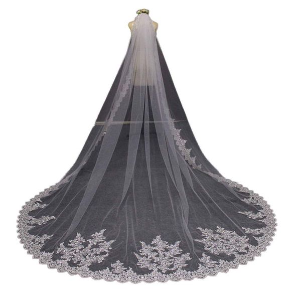 2019 white wedding veils with lace appliqued cathedral length bridal veils with comb real pictures wedding veil, Black
2019 white wedding veils with lace appliqued cathedral length bridal veils with comb real pictures wedding veil, Black