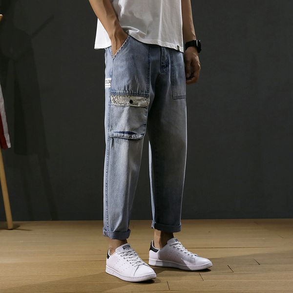 men's jeans summer fashion streetwear men loose fit retro light blue harem pants big pocket designer korean style hip hop
men's jeans summer fashion streetwear men loose fit retro light blue harem pants big pocket designer korean style hip hop