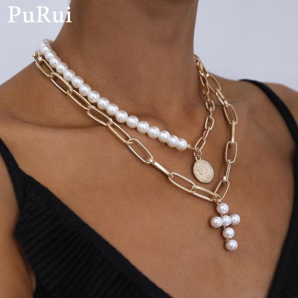 purui gothic cross pendant necklace for women vintage imitation pearl coin chain choker necklace layered collar fashion jewelry, Silver
purui gothic cross pendant necklace for women vintage imitation pearl coin chain choker necklace layered collar fashion jewelry, Silver
