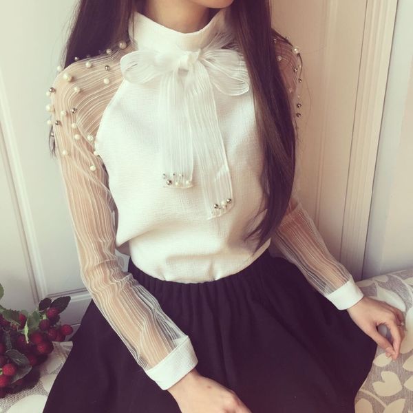 2020 spring elegant organza bow of pearl white blouse mori girls chiffon shirt women blouses blusas femininas ropa mujer
2020 spring elegant organza bow of pearl white blouse mori girls chiffon shirt women blouses blusas femininas ropa mujer