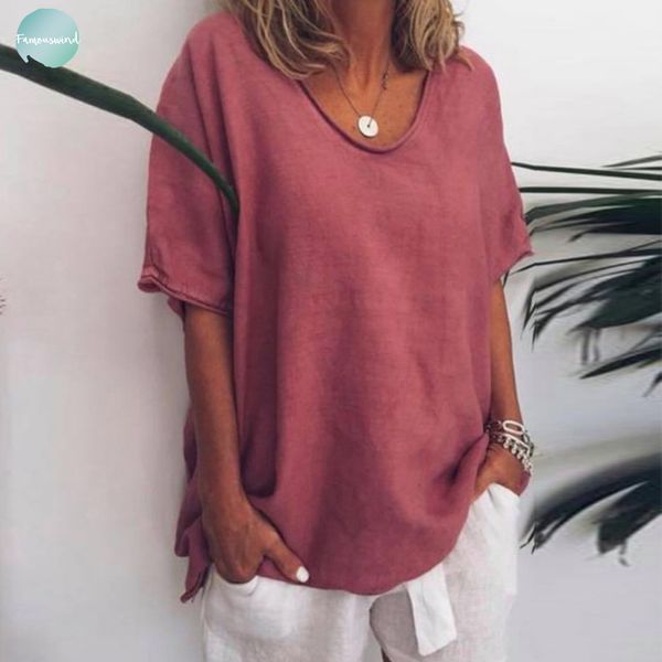 cotton womens blouses and solid loose ladies short sleeve o neck female tunic casual summer plus size, White
cotton womens blouses and solid loose ladies short sleeve o neck female tunic casual summer plus size, White
