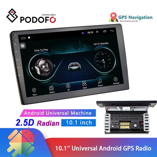 

podofo android 2 din gps car stereo radio 10.1'' hd 1080p 2.5d tempered glass mirror 2din car mp5 player bluetooth wifi fm radio