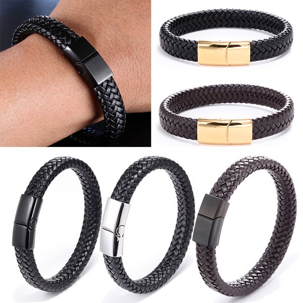 leather buckle bangle handmade braided magnetic bracelet biker cuff men, Black
leather buckle bangle handmade braided magnetic bracelet biker cuff men, Black