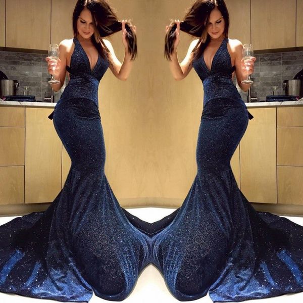 2019 new designed navy sequins spaghetti prom dresses vintage mermaid sweep train party evening gowns formal dresses plus size, Black
2019 new designed navy sequins spaghetti prom dresses vintage mermaid sweep train party evening gowns formal dresses plus size, Black