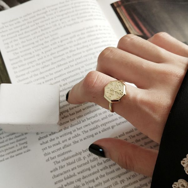 louleur 925 sterling silver octagon abstract figure rings gold original design elegant funny open rings for women fine jewelry, Golden;silver 
louleur 925 sterling silver octagon abstract figure rings gold original design elegant funny open rings for women fine jewelry, Golden;silver