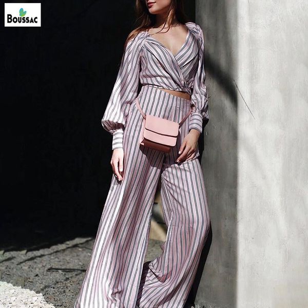 2019 fashion women long sleeve striped 2pcs new summer ribbon blouse+long wide leg pants jumpsuit romper outfits suit, White
2019 fashion women long sleeve striped 2pcs new summer ribbon blouse+long wide leg pants jumpsuit romper outfits suit, White