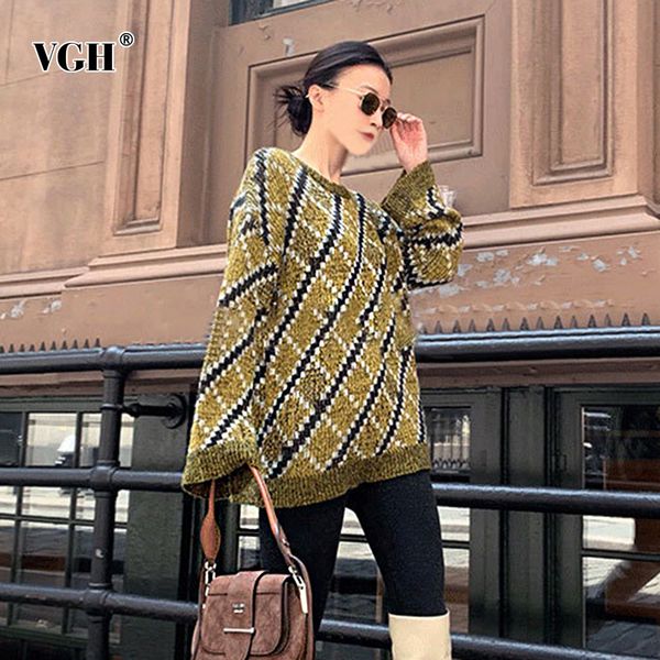 vgh knitted plaid women's sweater o neck long sleeve loose casual elegant pullovers female 2019 autumn fashion new clothes, White;black
vgh knitted plaid women's sweater o neck long sleeve loose casual elegant pullovers female 2019 autumn fashion new clothes, White;black
