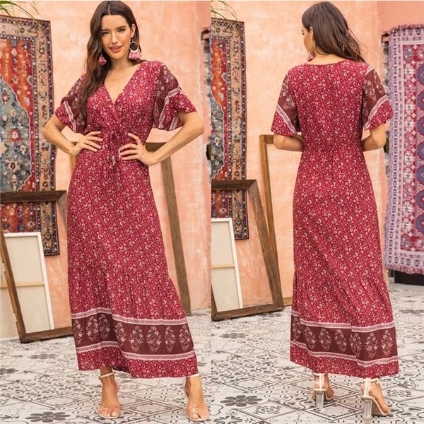 rural style woman designer dresses fashion high waisted slim v neck floral printed dresses summer womens apparel, White;black
rural style woman designer dresses fashion high waisted slim v neck floral printed dresses summer womens apparel, White;black