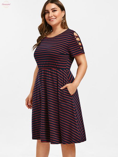 plus size striped a line dress criss cross sleeve elastic waist dress summer casual work dresses women dress vestidos, Black;gray
plus size striped a line dress criss cross sleeve elastic waist dress summer casual work dresses women dress vestidos, Black;gray