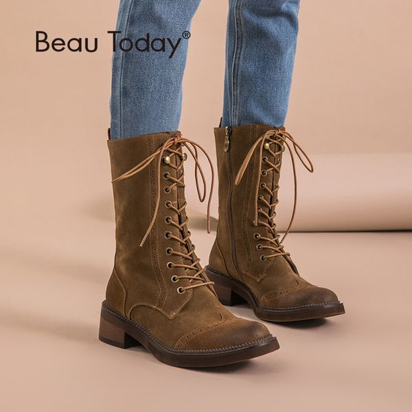 brogue boots women beautoday brand boot mid-calf good quality cow suede leather handmade autumn winter lady shoes 02201, Black
brogue boots women beautoday brand boot mid-calf good quality cow suede leather handmade autumn winter lady shoes 02201, Black